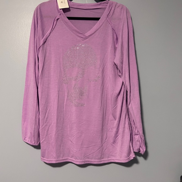Purple Skull Rhinestone Top - Picture 2 of 6